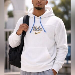 Nike UCLA Bruins Team Issued Hoodie Waffle Knit White 88 Sideline Men’s L